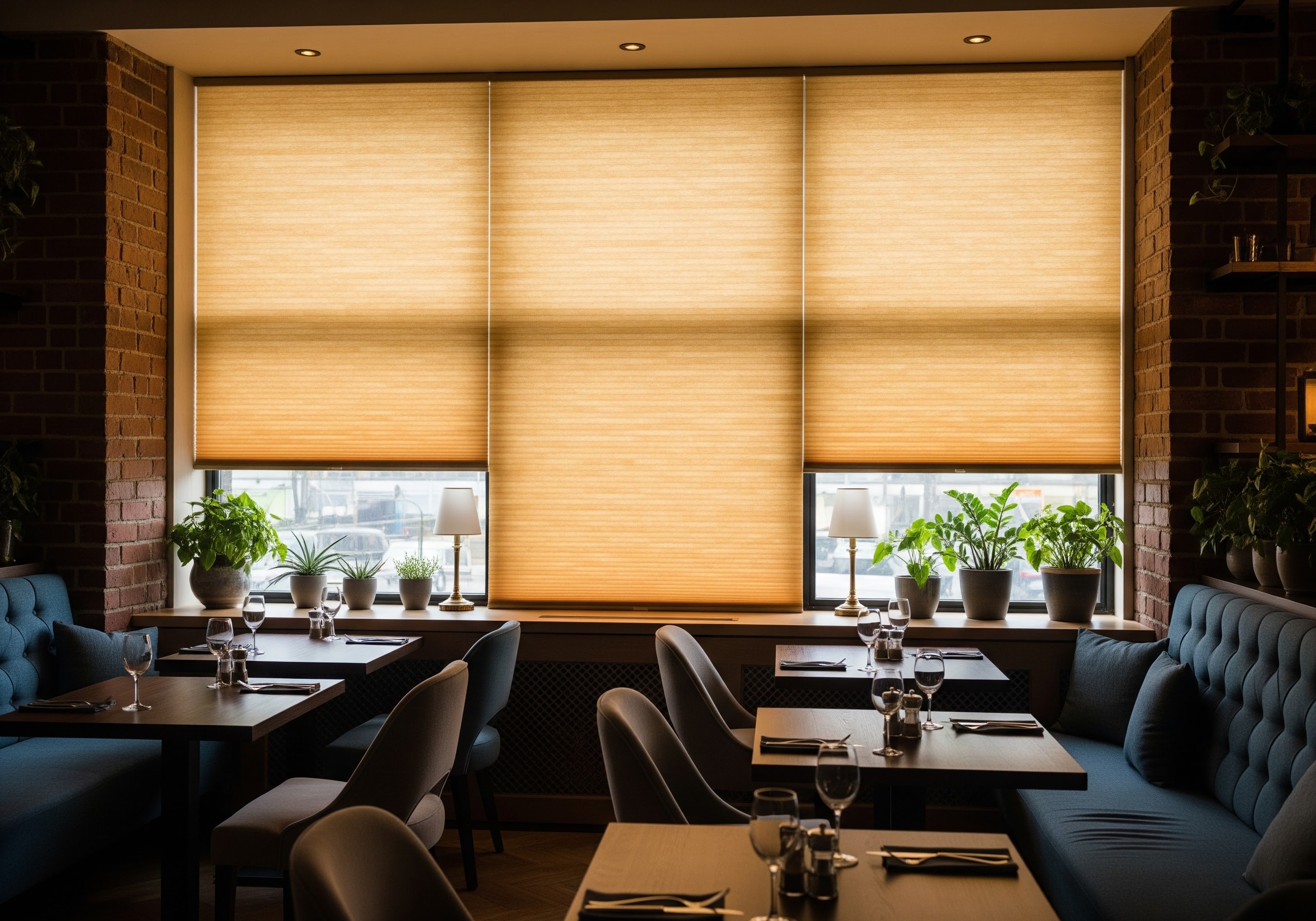 Cellular Shades in an Restaurant Setting