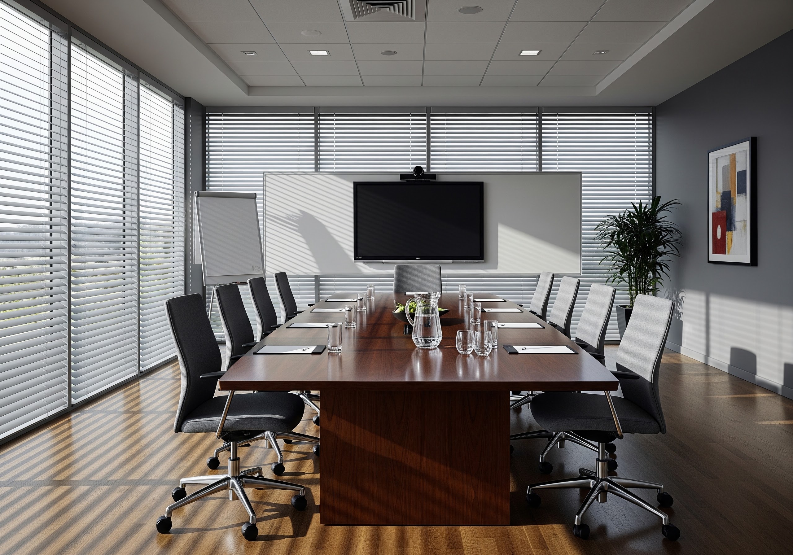 Aluminum Mini Blinds in an Corporate office Setting