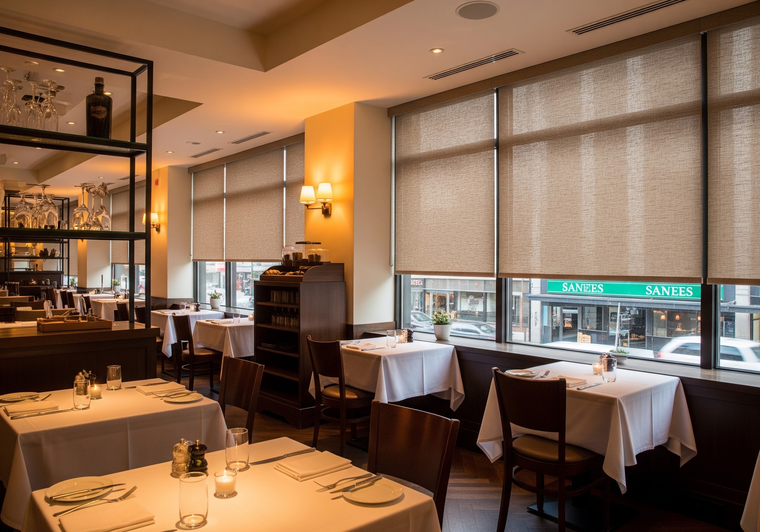 Solar Shades in an Restaurant Setting