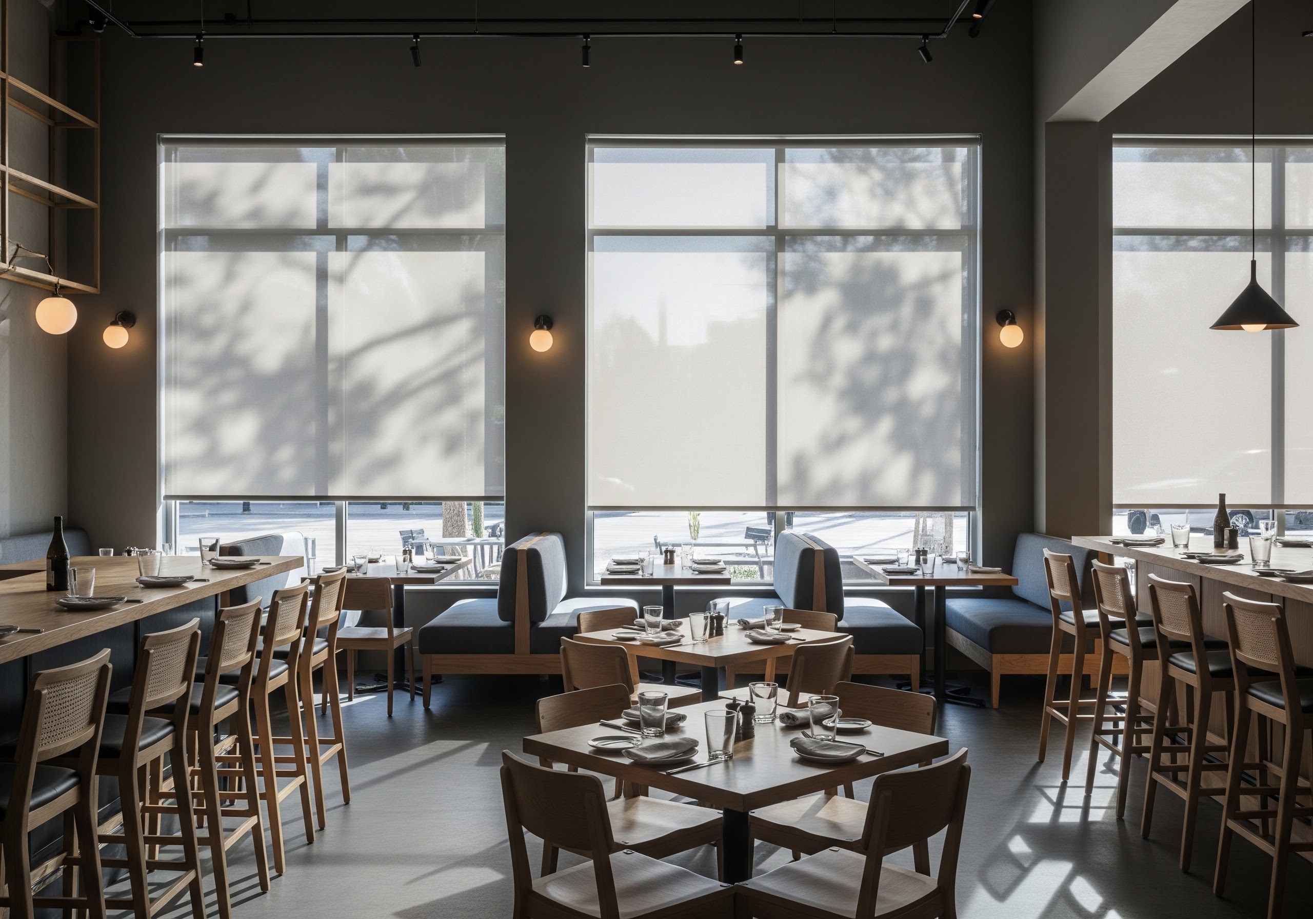Window Shades in an Restaurant Setting