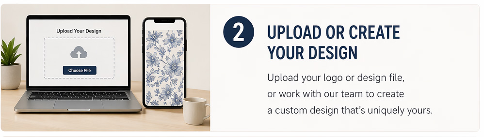 Step 2 for Custom Printed Shades - Upload your logo or design