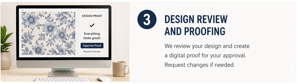 Step 3 for Custom Printed Shades - Design Review and Proofing
