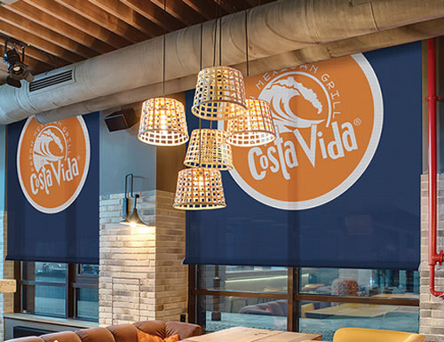 Custom Logo Roller Shades for Businesses & Offices