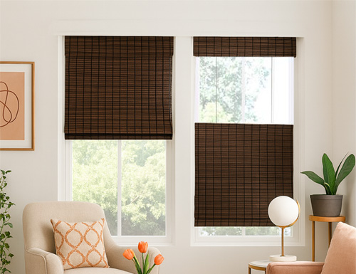 Contemporary Cordless Top Down Bottom Up Woven Wood Shades